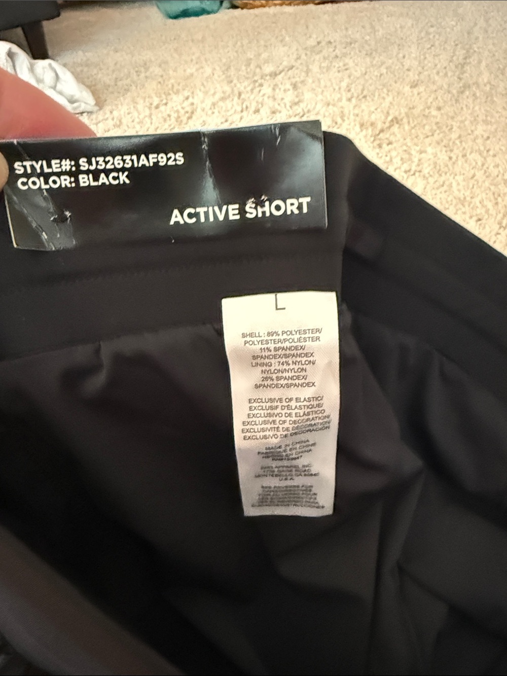 NWT Spalding Black Active shorts activewear running gym exercise beach daily szL - Picture 6 of 10